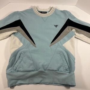 Hypland Hoodie Mens Size M Blue Black White Colorblock 2 Side Pockets Streetwear